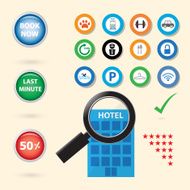 service icon for booking hotel searching concept