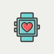Wristwatch with heart display thin line icon N4