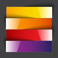 Infographics rainbow shiny paper stripe banners with shadows on dark
