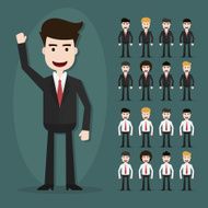 Set of businessman characters poses Vector EPS10 N3
