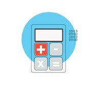 Line Icon with Flat Graphics Element of Calculator Vector Illust