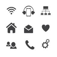 Set of social network icons with cloud computing mail N2