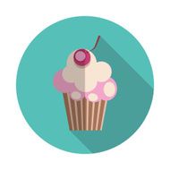 Flat Design Concept Cupcake with Cherries Vector Illustration Wi N3