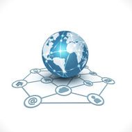 world with media network symbol for communication &amp; technology business concept