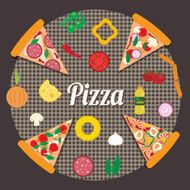 Pizza Italian food set vector illustration