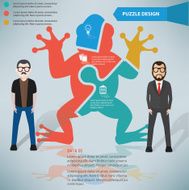 Frog puzzle businessman infographic on clean background vector