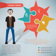 Atom puzzle businessman infographic on clean background vector N2