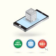 click for booking hotel icon on smartphone application