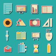 Set of flat stickers on freelance workflow theme N2