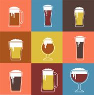 Collection of flat vector Beer glasses N3