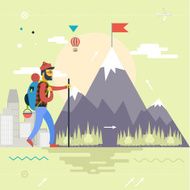 Backpack Hiking Mountain Climber Symbol Travel Concept of Planning Vacation