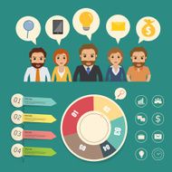 business people with infographic and icon