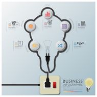 Light Bulb Shape Electric Wire Line Diagram Business Infographic N2