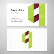 Modern letter Q origami Business card template