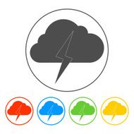 Lightning bolt weather flat line icon infographic illustration template N7