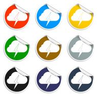 Lightning bolt weather flat line icon infographic illustration template N8