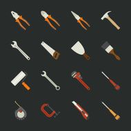 Hand tools icon set flat design N4
