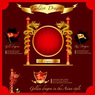 Golden Dragon on a red background infographic