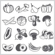 Ingredients Icons Set Vegetable And Fruit For Nutrition Food