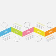 Timeline Infographic zigzag ribbon Dash line circles and text Flat