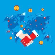 Handshake and money icons Successful business concept