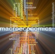 macroeconomics wordcloud concept illustration glowing