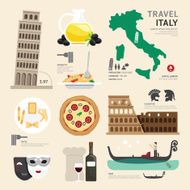 Italy Flat Icons Design Travel Concept Vector N2