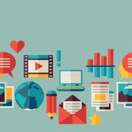 Media and communication seamless pattern with blog icons