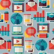 Media and communication seamless pattern with blog icons N2