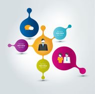 Networt round speech bubbles flow chart Infographics N2