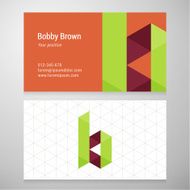 Modern letter B origami Business card template N2
