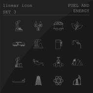 Outline icon set Fuel and energyl Flat linear design