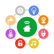 Smart Home System Icons Set Flat Design Style Vector