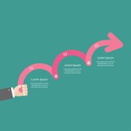 Businessman hand holding upwards arrow screw Timeline Infographic text Flat