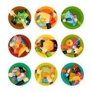 Set of option presentation labels flat design web infographic boxes N115