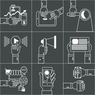 Set of linear business concept with hands