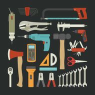 Hand tools icon set flat design N5