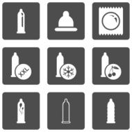 Vector Set of Condom Icons Types Condoms N4