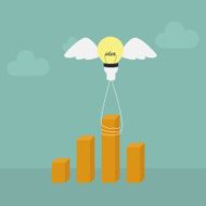 Vector growing graph with bulb light idea