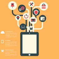 Flat abstract background with web icons Interface symbols Cloud computing N29