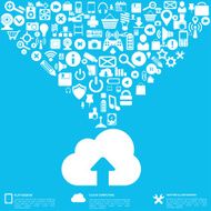 Flat abstract background with web icons Interface symbols Cloud computing N30