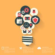 Flat abstract background with web icons Interface symbols Cloud computing N32