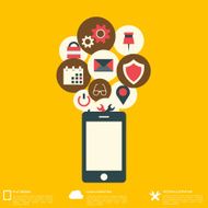 Flat abstract background with web icons Interface symbols Cloud computing N33