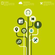 Flat abstract background with web icons Interface symbols Cloud computing N35