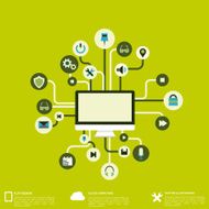 Flat abstract background with web icons Interface symbols Cloud computing N36