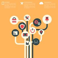 Flat abstract background with web icons Interface symbols Cloud computing N37
