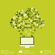 Flat abstract background with web icons Interface symbols Cloud computing N40