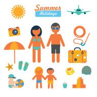 family summer holidays infographic design elements N2