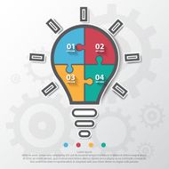 Step design of four part light bulb infographic element Vector N2