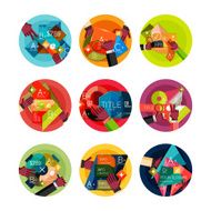 Set of option presentation labels flat design web infographic boxes N117